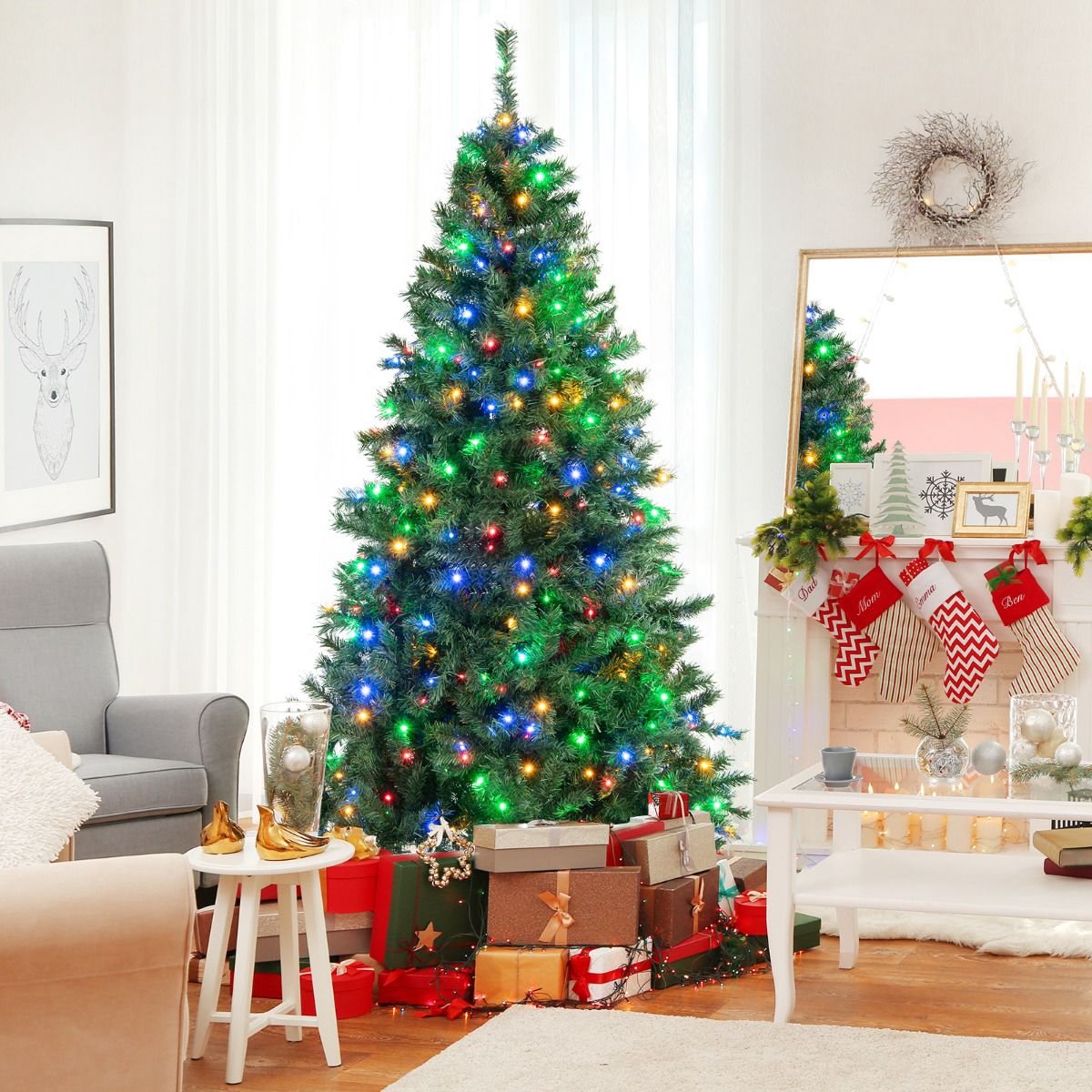Artificial Christmas Tree 213 cm, 350 Multicolor LED
