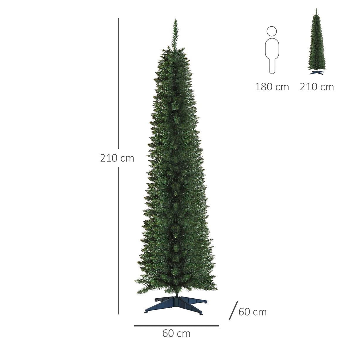 Artificial Christmas Tree, 2.1m, Realistic Plastic Branches