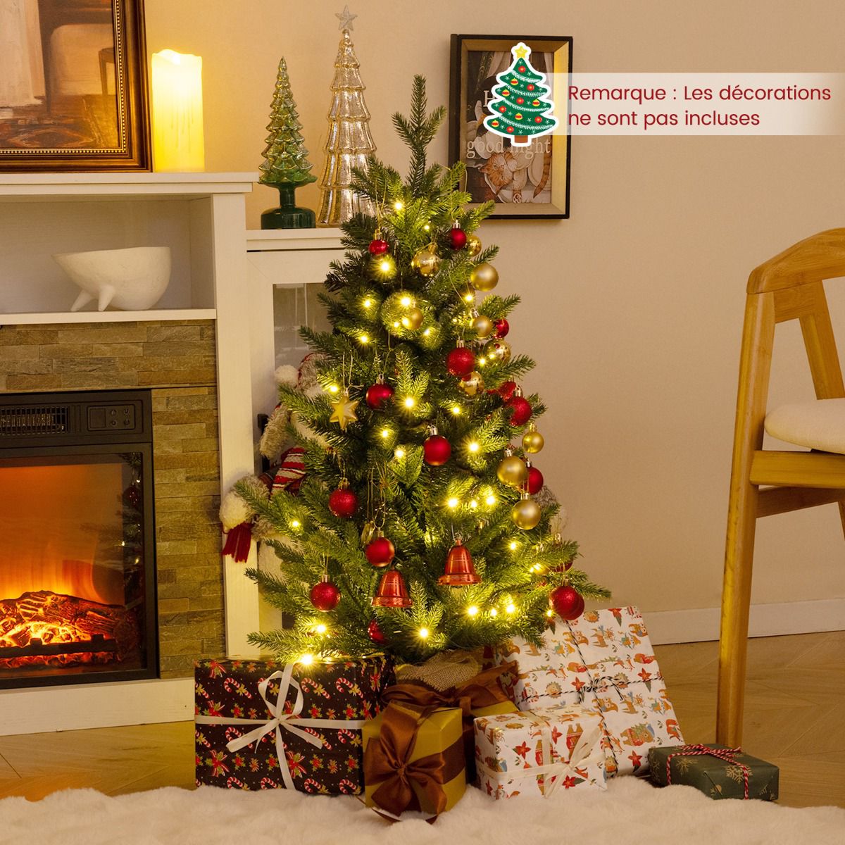 Artificial Christmas Tree 90cm, 50 LED Timer, Linen Base