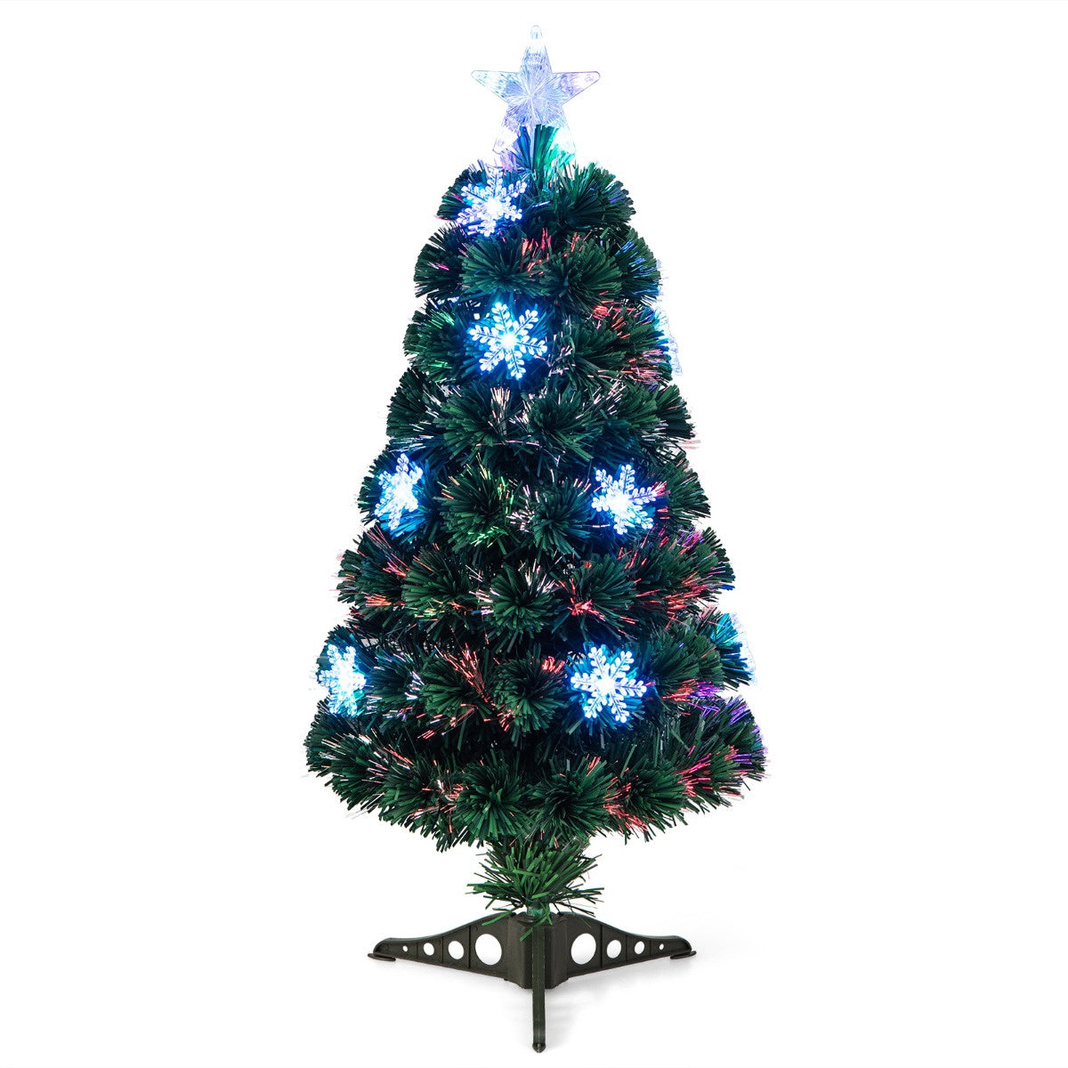 Artificial Christmas Tree 90 cm, Fiber Optic, 12 LED Stars
