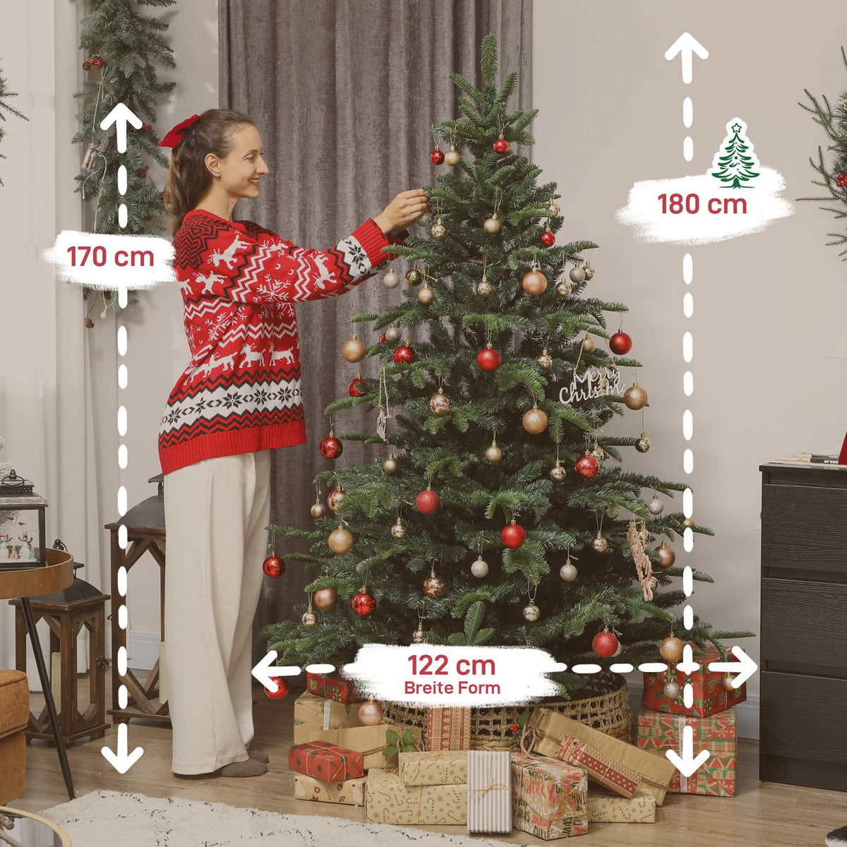 Artificial Christmas Tree, Realistic Branches, 180 cm, Green