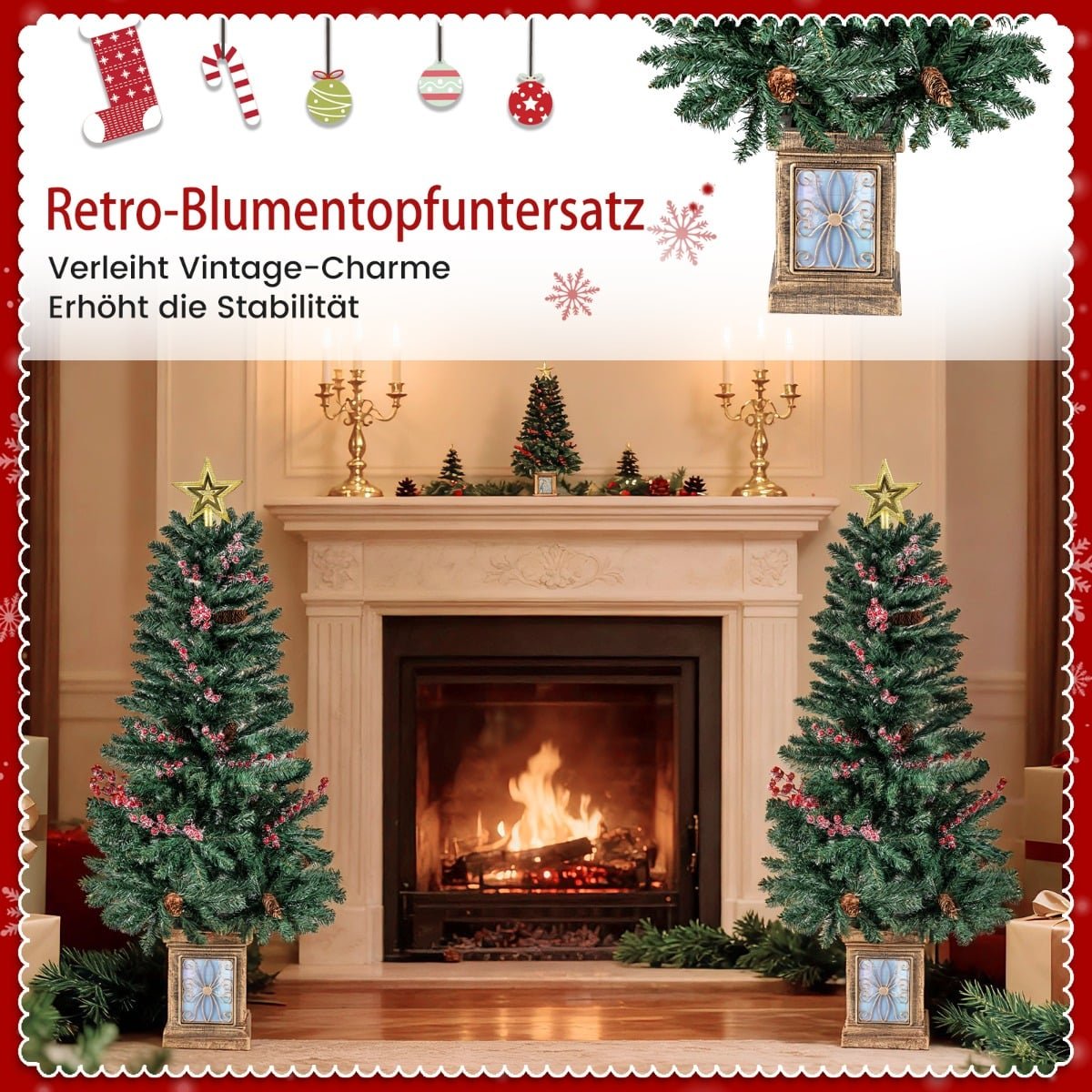 Artificial Christmas Tree Set with Garland & Wreath, 4-Piece