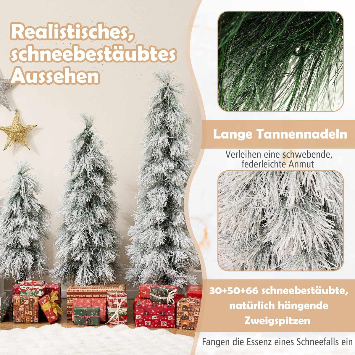 Artificial Christmas Tree Set with Lights, 90-150 cm, Snow-Tipped