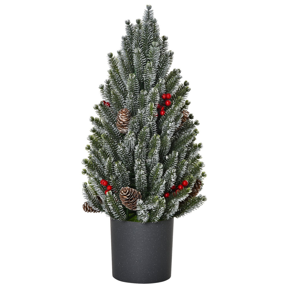 Artificial Christmas Tree Table Christmas Tree 170 Branches Snow-Covered Design With Plastic Base Berries Pine Cones Pe Pvc Ø27 X 47 Cm