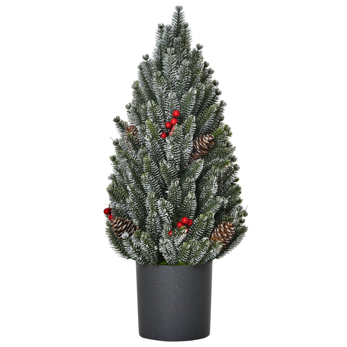 Artificial Christmas Tree Table Christmas Tree 170 Branches Snow-Covered Design With Plastic Base Berries Pine Cones Pe Pvc Ø27 X 47 Cm