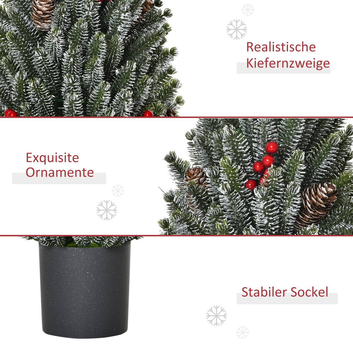 Artificial Christmas Tree Table Christmas Tree 170 Branches Snow-Covered Design With Plastic Base Berries Pine Cones Pe Pvc Ø27 X 47 Cm