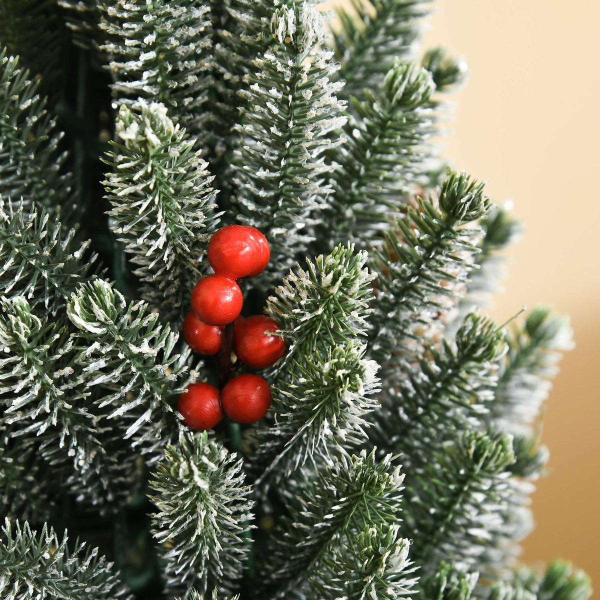 Artificial Christmas Tree Table Christmas Tree 170 Branches Snow-Covered Design With Plastic Base Berries Pine Cones Pe Pvc Ø27 X 47 Cm