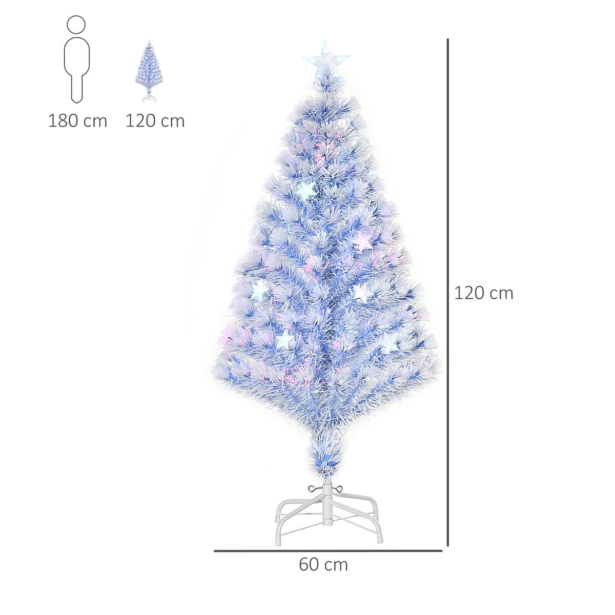 Artificial Christmas Tree With 3 Led Lights Christmas Tree Pvc Metal White + Blue Ø60 X 120H Cm