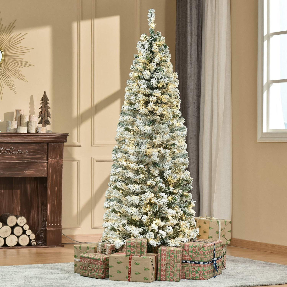 Artificial Christmas Tree With Remote Control Led Lights Christmas Tree Pvc Metal Green + White Ø60 X 180 Cm