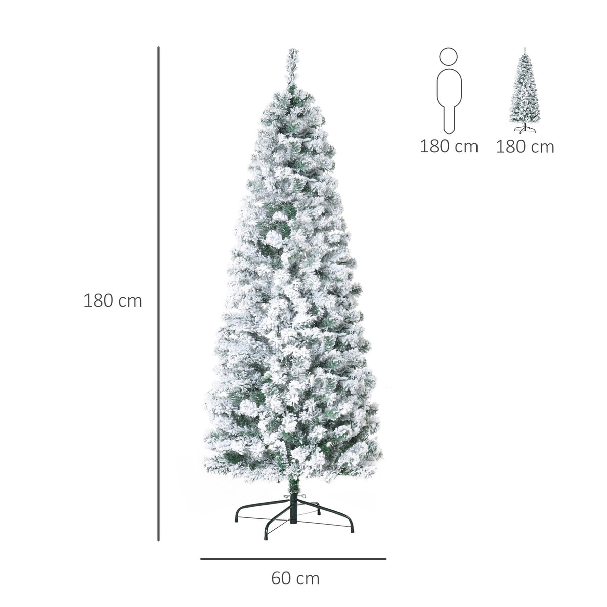 Artificial Christmas Tree With Remote Control Led Lights Christmas Tree Pvc Metal Green + White Ø60 X 180 Cm