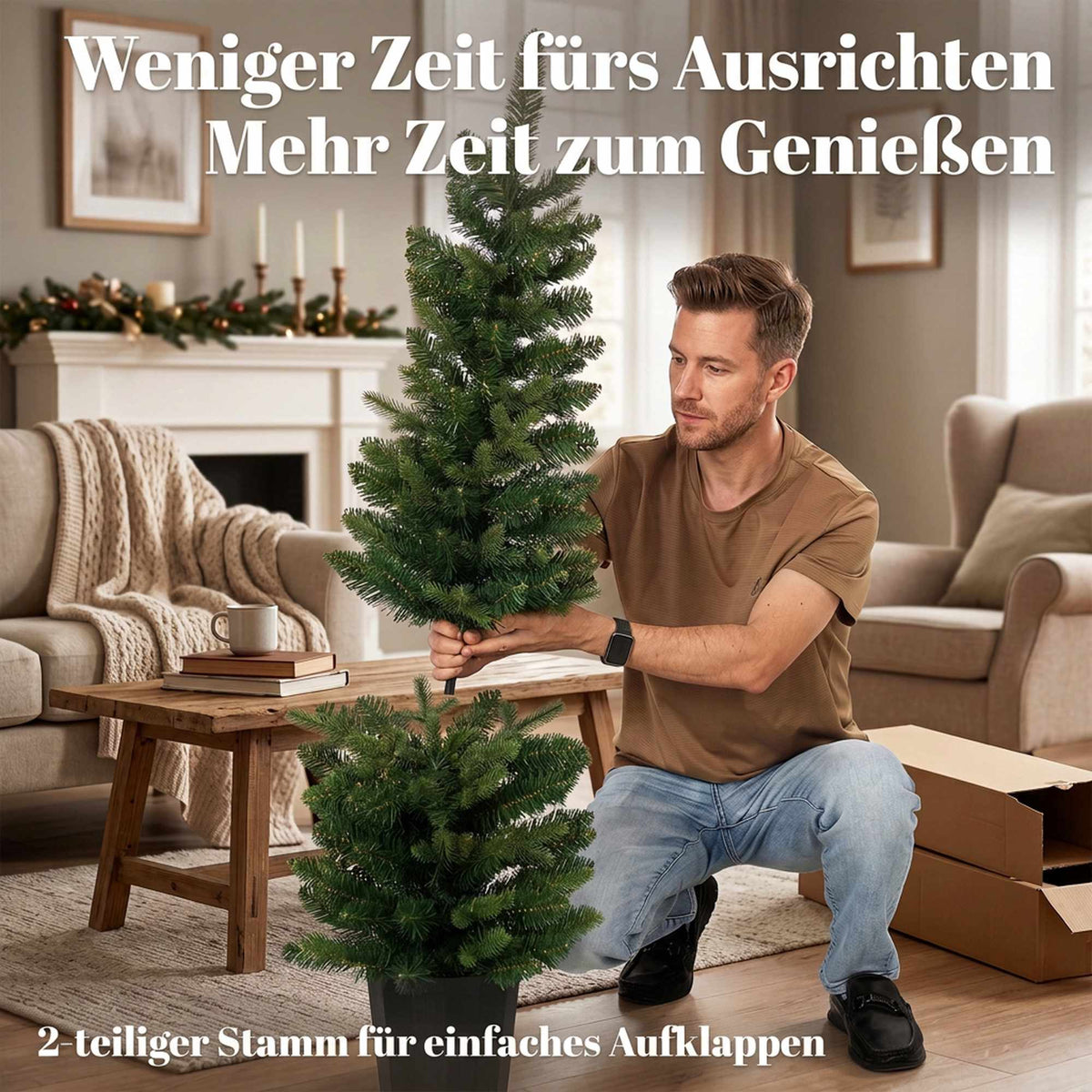 Artificial Christmas Trees Set, 120 cm, 170 Branch Tips, Green