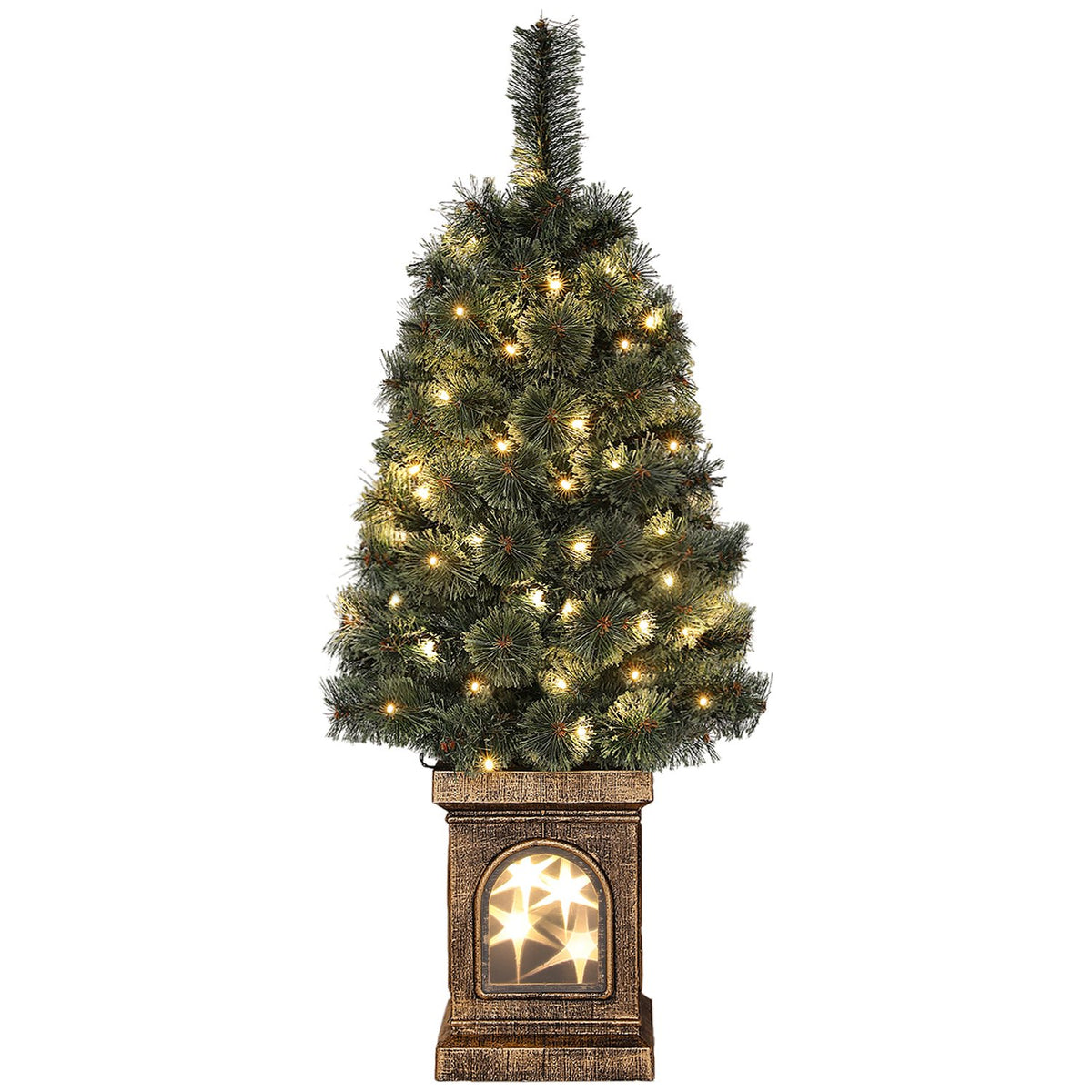 Artificial Christmas Tree with LED Lights, 90cm Christmas Tree with Remote Control, 8 Light Modes, for Christmas Decoration, Indoor, Green