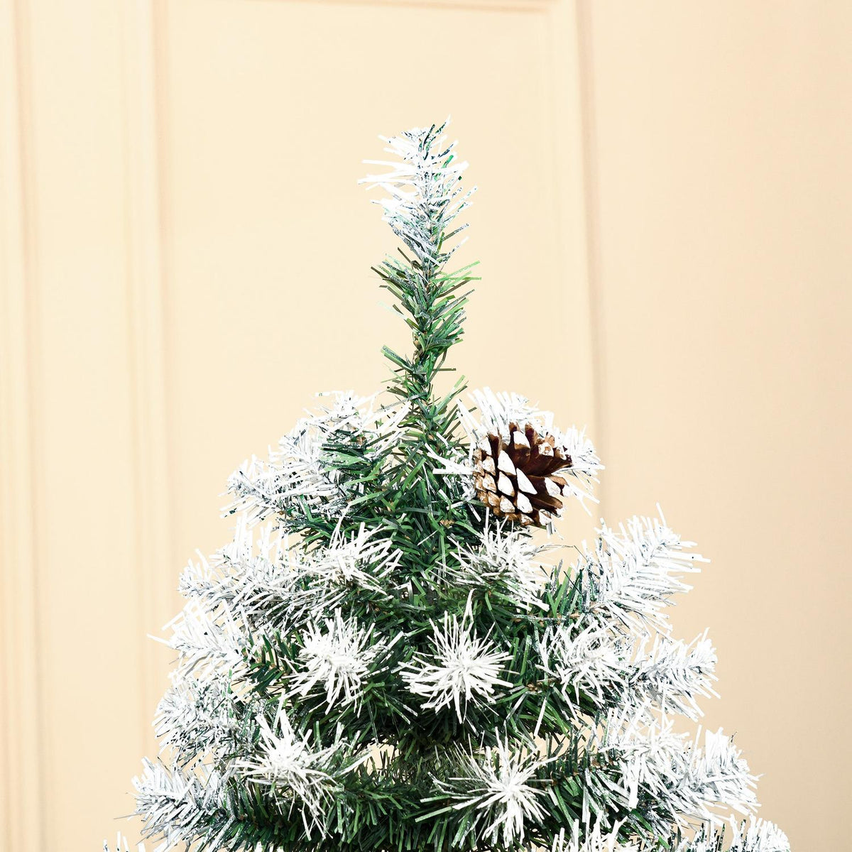 Artificial Christmas tree, 180 cm Christmas tree with artificial snow, 800 branch tips, foldable base, for Christmas parties, indoor, green + white