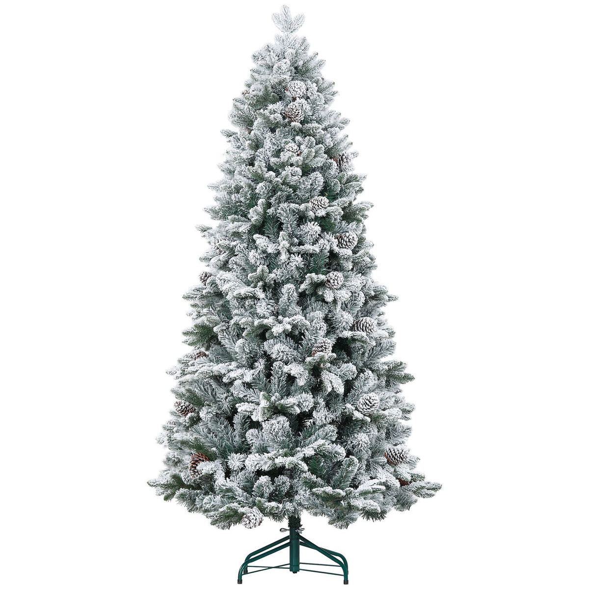 Artificial Christmas tree 180 cm with 1489 tips and artificial snow foldable with metal stand for festive Christmas decoration in green