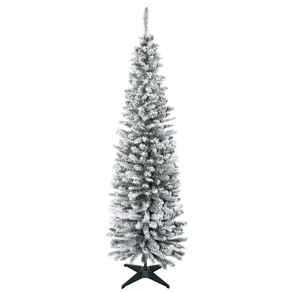 Artificial Christmas tree, 180 cm with artificial snow, with 390 branch tips, removable base, for Christmas parties, indoor, green