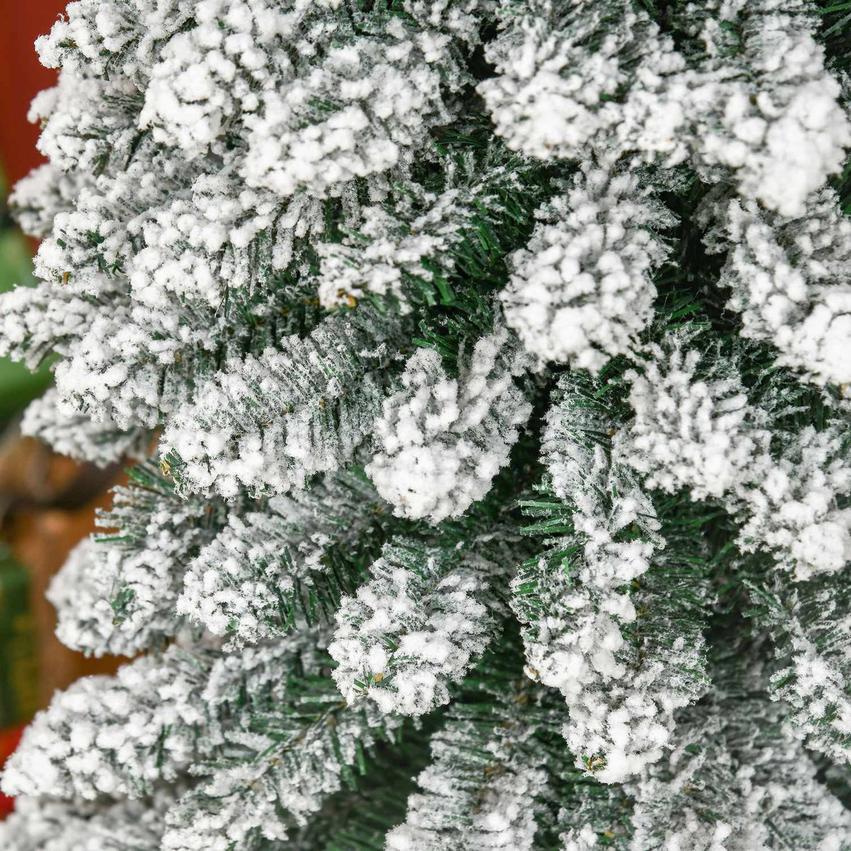 Artificial Christmas tree 210 cm with 490 tips and artificial snow foldable with metal stand for festive Christmas decoration in green and white