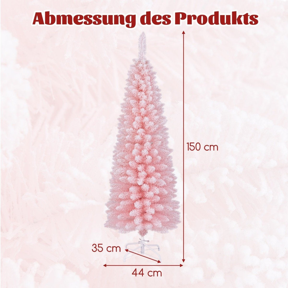 Artificial Christmas tree pencil 150 cm Christmas tree with snow pink
