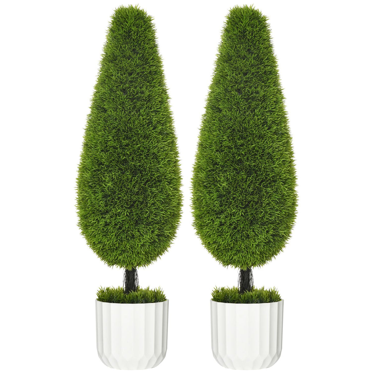 Artificial Cypress Plant Set Of 2, 90 Cm Artificial Plant, Artificial Tree In Pot, Houseplant With Artificial Moss For Indoor, Outdoor, Green