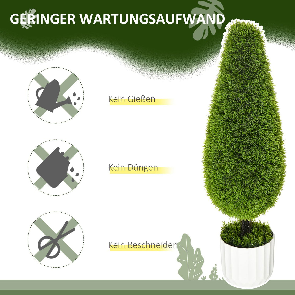 Artificial Cypress Plant Set Of 2, 90 Cm Artificial Plant, Artificial Tree In Pot, Houseplant With Artificial Moss For Indoor, Outdoor, Green