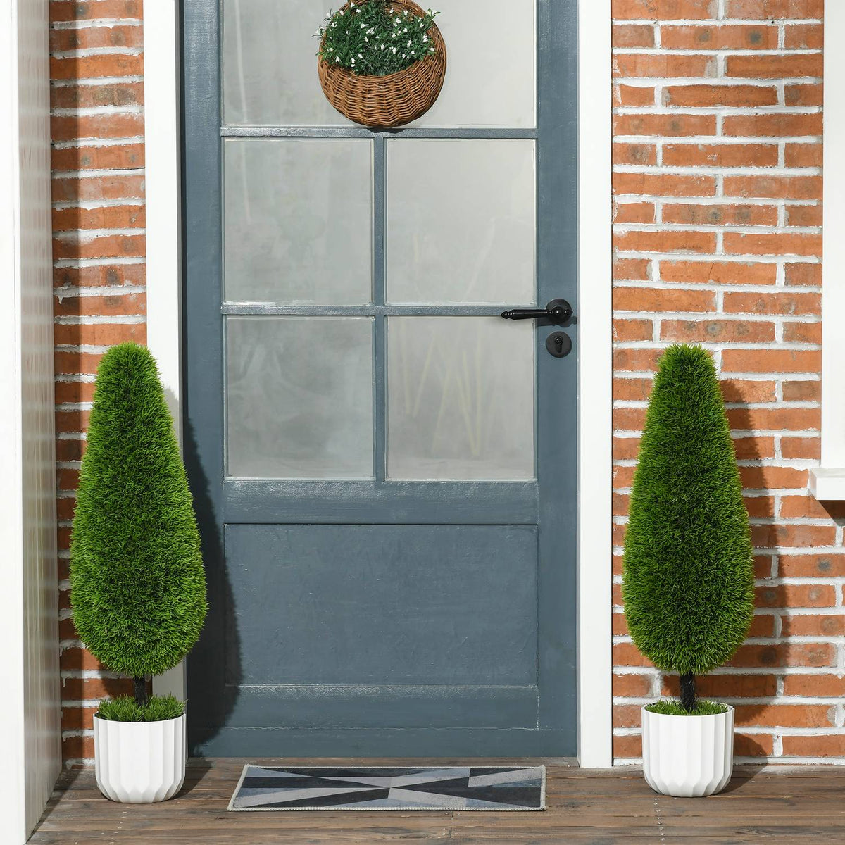 Artificial Cypress Plant Set Of 2, 90 Cm Artificial Plant, Artificial Tree In Pot, Houseplant With Artificial Moss For Indoor, Outdoor, Green