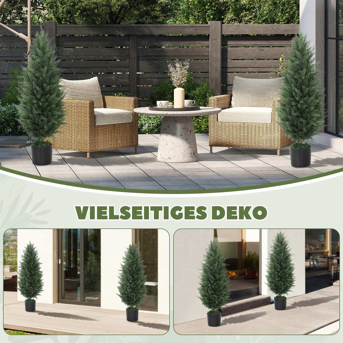 Artificial Cypress Set of 2 Large 90 cm Artificial Plants, Artificial Plants in Pot, UV-Resistant Artificial Tree Like Real Decoration for Living Room Bedroom Outdoor |