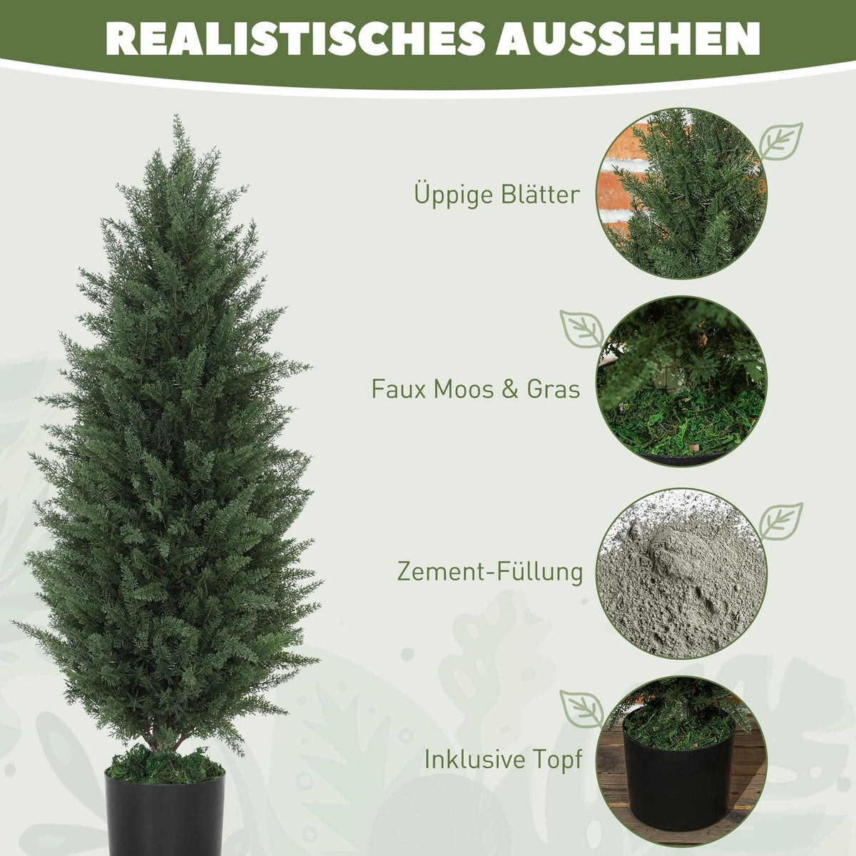 Artificial Cypress Set of 2 Large 90 cm Artificial Plants, Artificial Plants in Pot, UV-Resistant Artificial Tree Like Real Decoration for Living Room Bedroom Outdoor |
