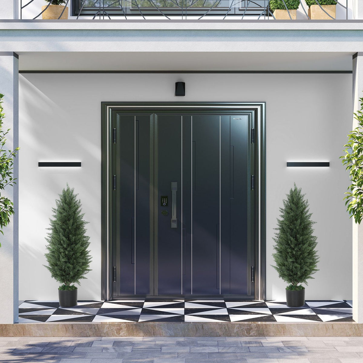 Artificial Cypress Set of 2 Large 90 cm Artificial Plants, Artificial Plants in Pot, UV-Resistant Artificial Tree Like Real Decoration for Living Room Bedroom Outdoor |