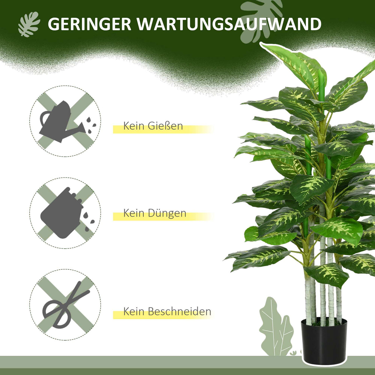 Artificial Dieffenbachia Plant, 120 cm, Indoor/Outdoor