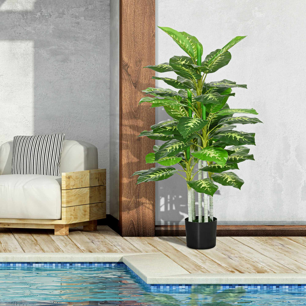 Artificial Dieffenbachia Plant, 120 cm, Indoor/Outdoor