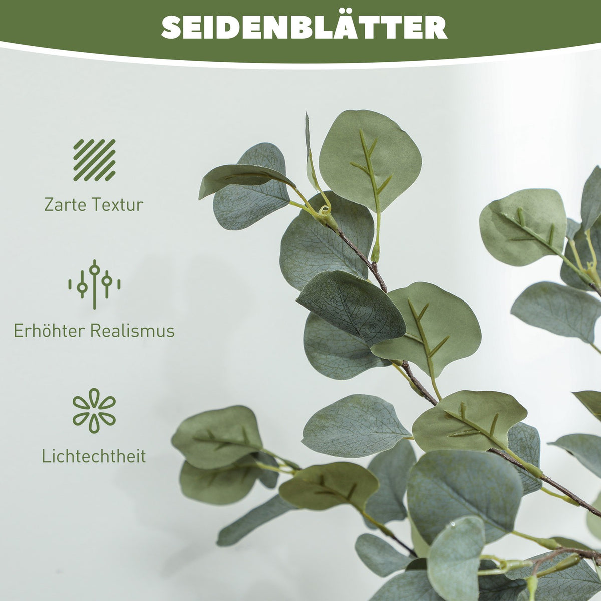 Artificial Eucalyptus Tree Large 150 cm Artificial Plant Artificial Plants Eucalyptus in Pot, Artificial Tree Like Real with Artificial Grass, Cement for Living Room, Bedroom, Office, Garden