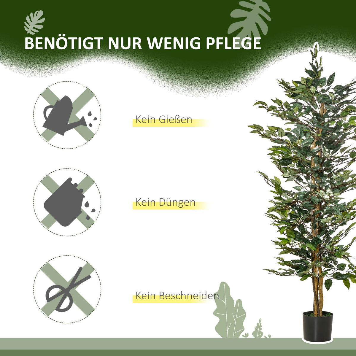 Artificial Ficus Tree Decorative Artificial Plant 150Cm Indoor & Outdoor In Plastic Pot