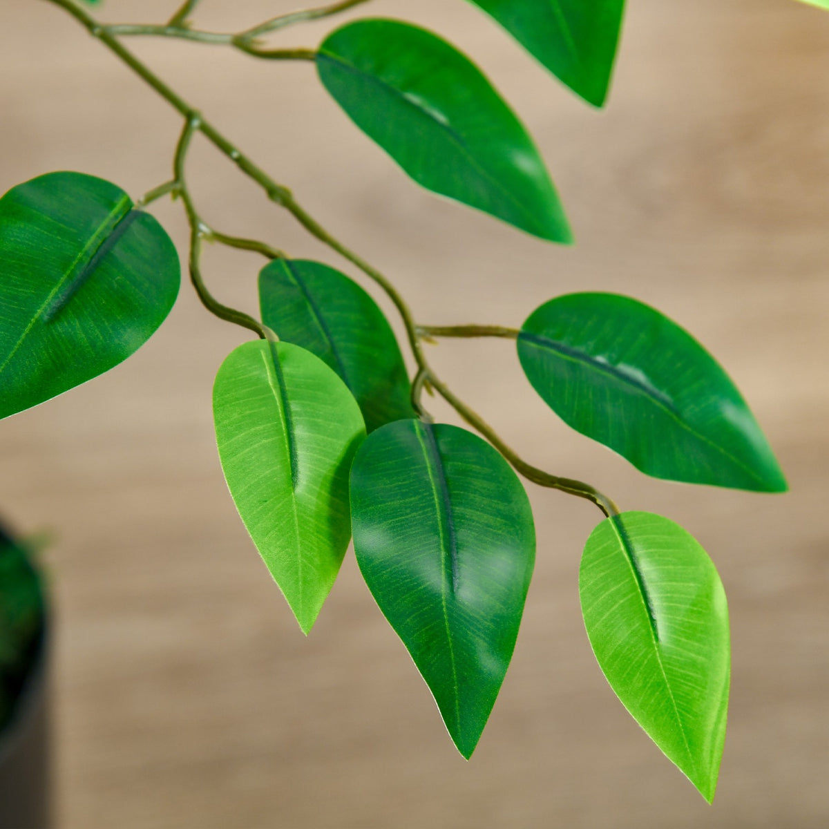 Artificial Ficus Tree Large 135 cm Artificial Plant, Plastic Artificial Plants Ficus in Pot, Artificial Tree Like Real with Cement, Artificial Grass for Living Room Bedroom Office Garden