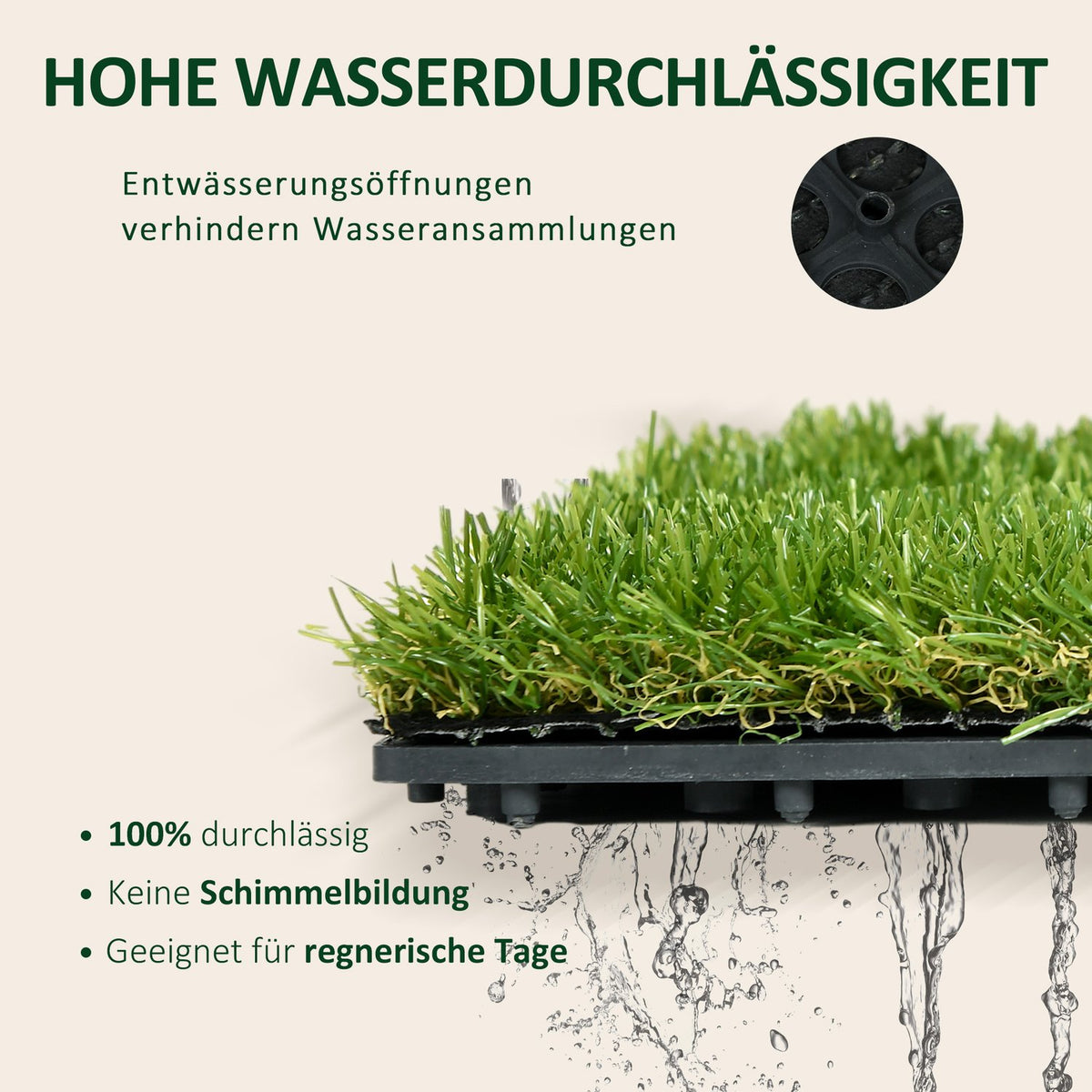Artificial Grass 10 Pieces Grass Mat Lawn Carpet Roll Turf Artificial Lawn For Balcony Garden 25Mm Plastic Dark Green 30 X 30Cm