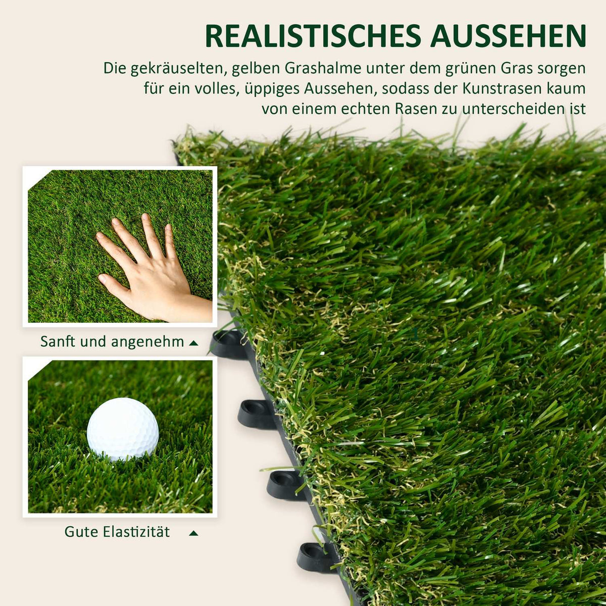 Artificial Grass Pack Of 10 Lawn Carpet 30 X 30 Cm Artificial Roll Turf Ideal For Garden & Balcony 25 Mm Plastic Dark Green