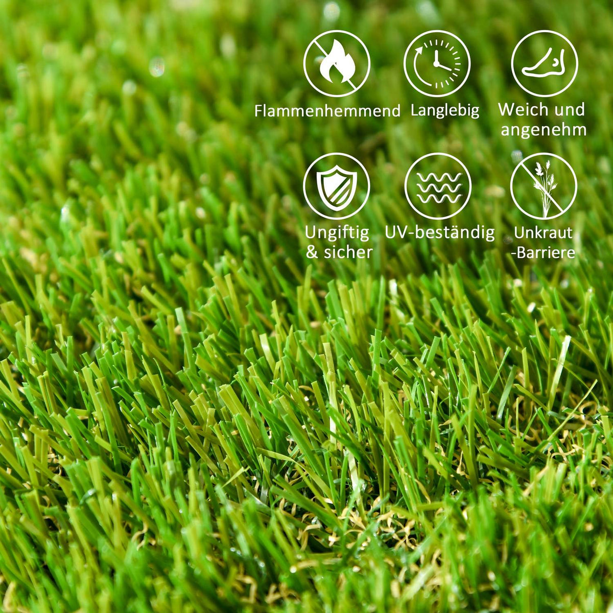 Artificial Grass Pack Of 10 Lawn Carpet 30 X 30 Cm Artificial Roll Turf Ideal For Garden & Balcony 25 Mm Plastic Dark Green
