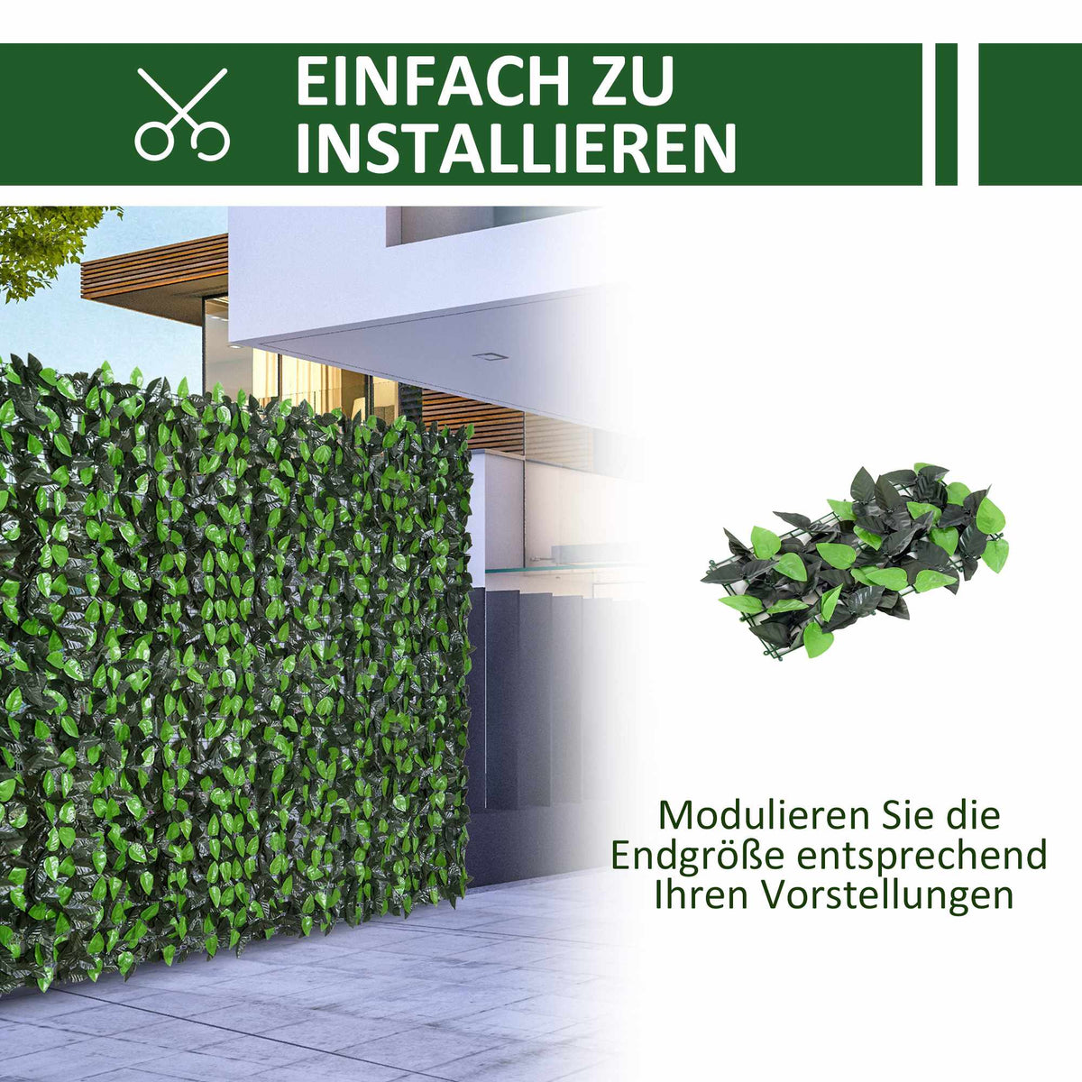 Artificial Greenery Privacy Fence, 300x100 cm, Dark Green