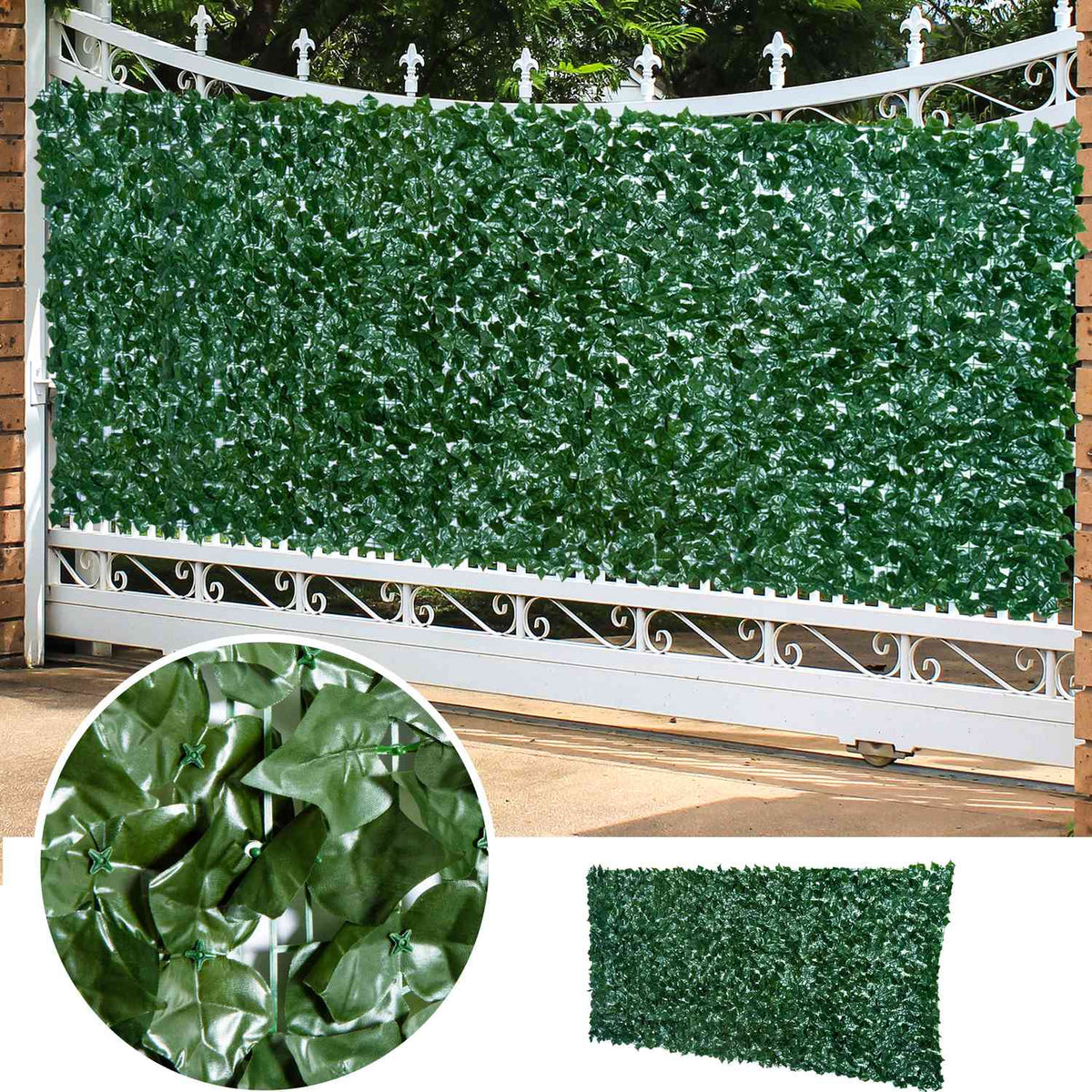 Artificial Hedge Privacy Hedge Plants Hedge Wall Decoration Dark Green 300 X 150 Cm