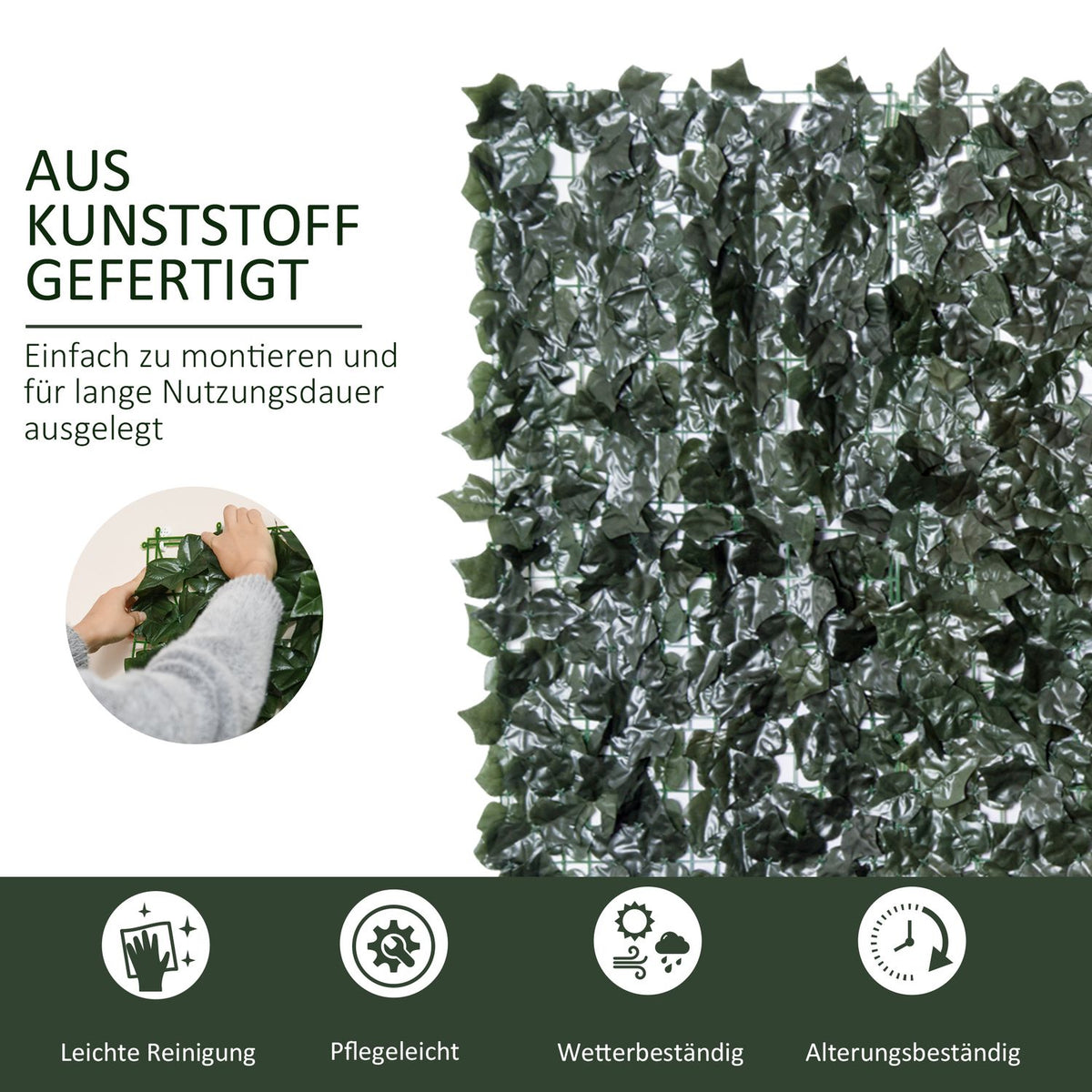 Artificial Hedge Privacy Hedge Plants Hedge Wall Decoration Dark Green 300 X 150 Cm