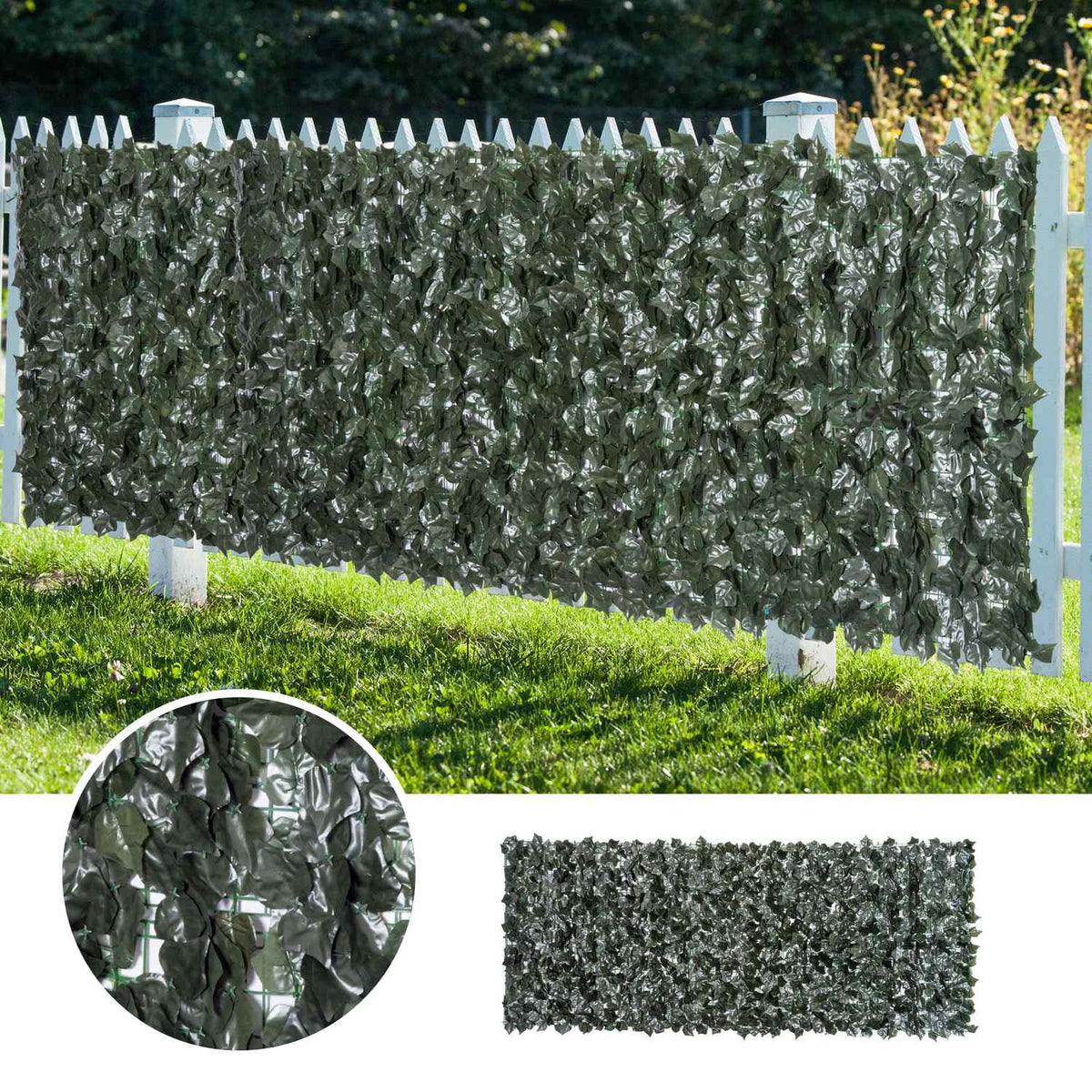Artificial Hedge Privacy Hedge Plants Hedge Wall Decoration Dark Green 300 X 150 Cm