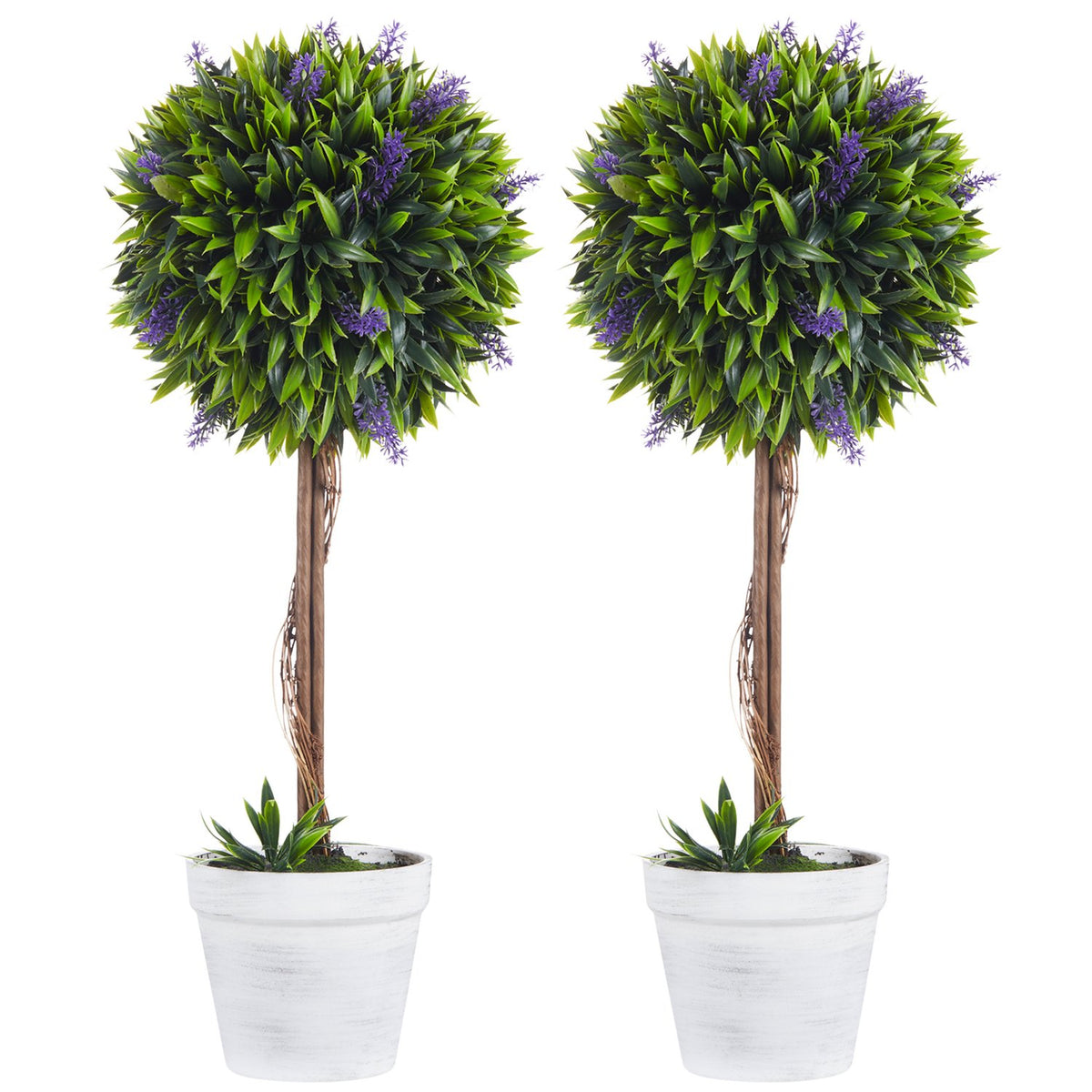 Artificial Lavender Plant Set of 2 Artificial Plants, 60 cm Houseplant in Pot, Artificial Tree with Artificial Moss for Indoor, Outdoor