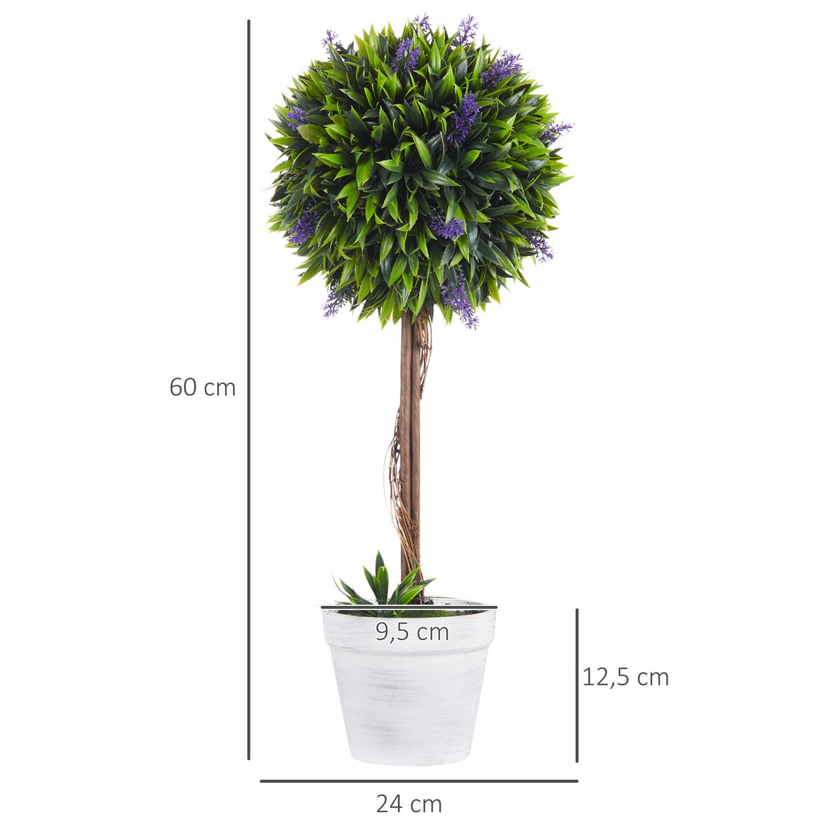 Artificial Lavender Plant Set of 2 Artificial Plants, 60 cm Houseplant in Pot, Artificial Tree with Artificial Moss for Indoor, Outdoor