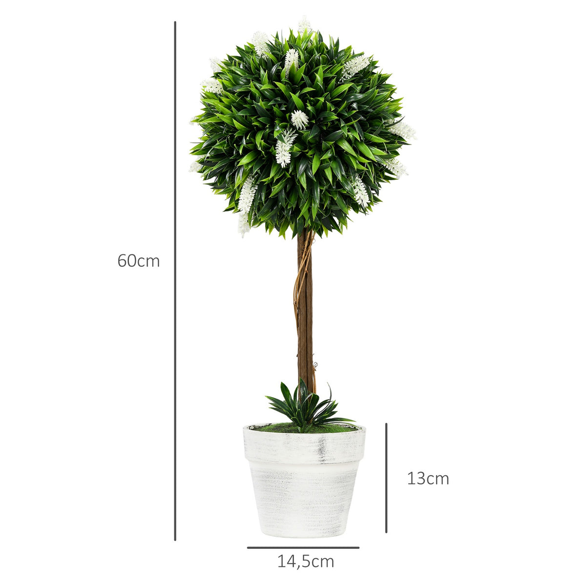 Artificial Lavender Set of 2 Large 60 cm Artificial Plants, Artificial Plants in Pot, Plastic Artificial Flower Like Real for Living Room Bedroom Office Garden Modern Decoration