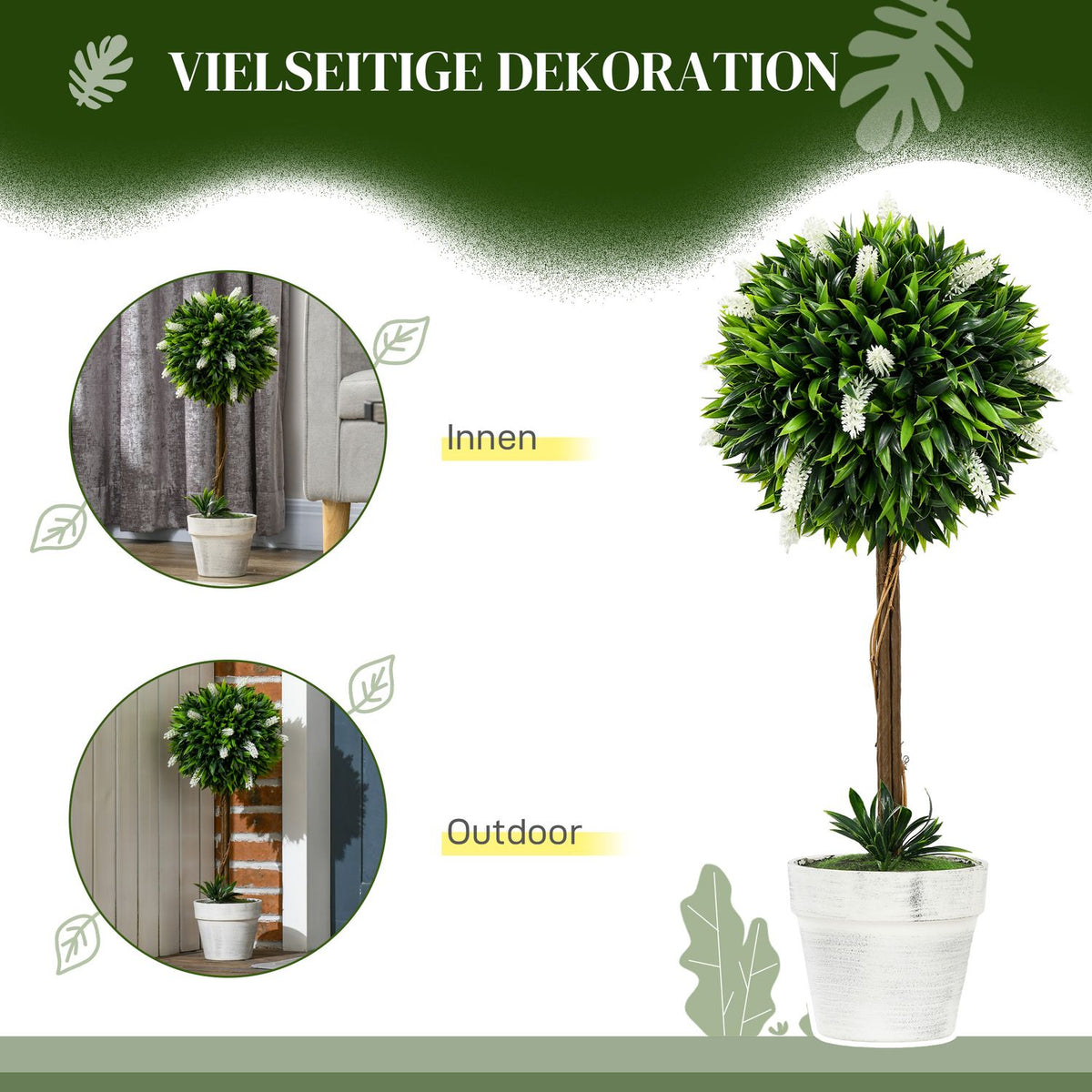 Artificial Lavender Set of 2 Large 60 cm Artificial Plants, Artificial Plants in Pot, Plastic Artificial Flower Like Real for Living Room Bedroom Office Garden Modern Decoration