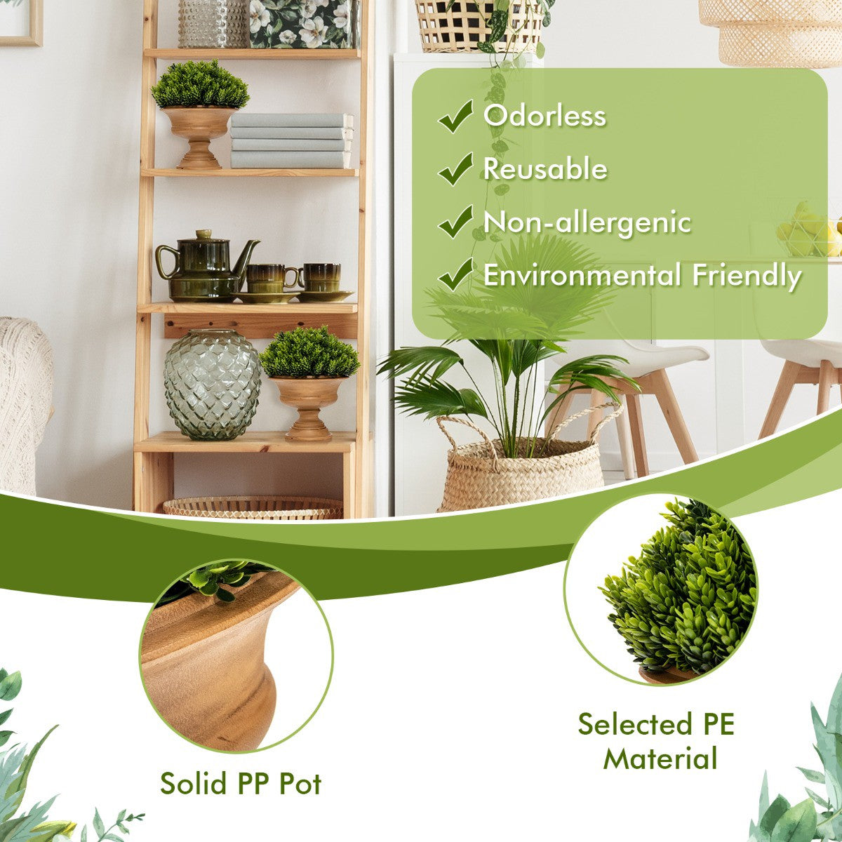 Artificial Mini Potted Plants Set Of 4 For Home, Office