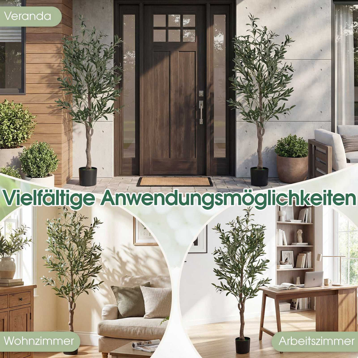 Artificial Olive Tree Set with Realistic Fruit, 150 cm