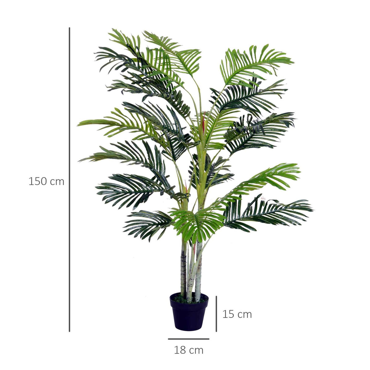 Artificial Palm Large Artificial Plant 150Cm With Plant Pot, 19 Palm Fronds, Plastic, Decoration For Indoor And Outdoor Use