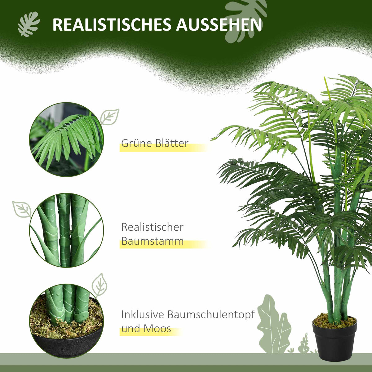 Artificial Palm Tree, 125cm, Indoor/Outdoor, Low Maintenance
