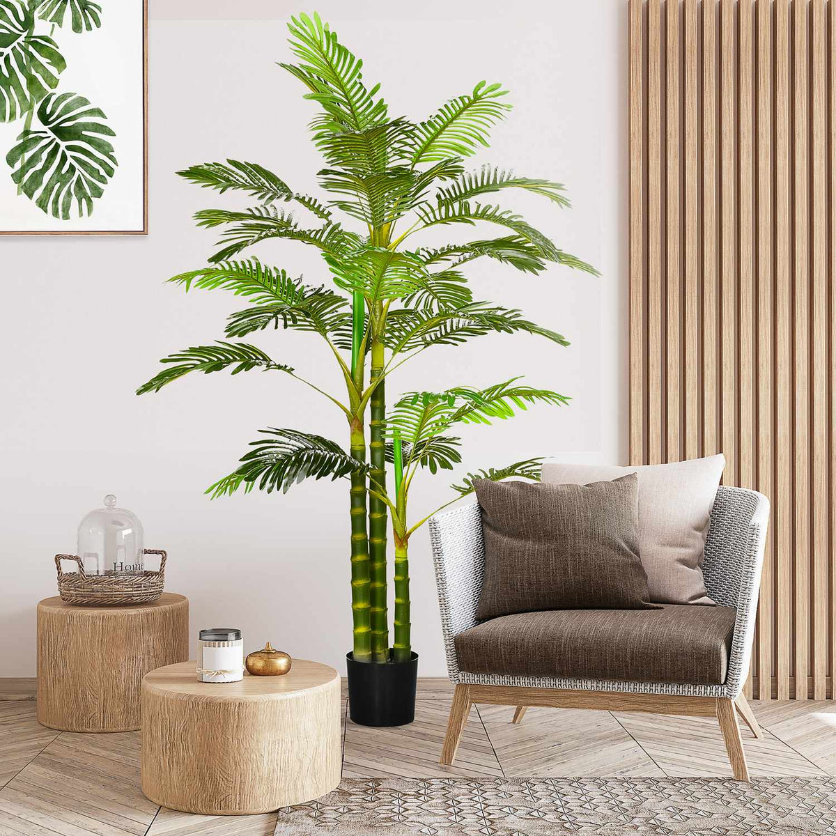 Artificial Palm Tree 190 cm Artificial Plant, Plastic Artificial Plants in Pot Artificial Palm, Fake Plant for Living Room Bedroom Office Garden Modern Decoration Gift