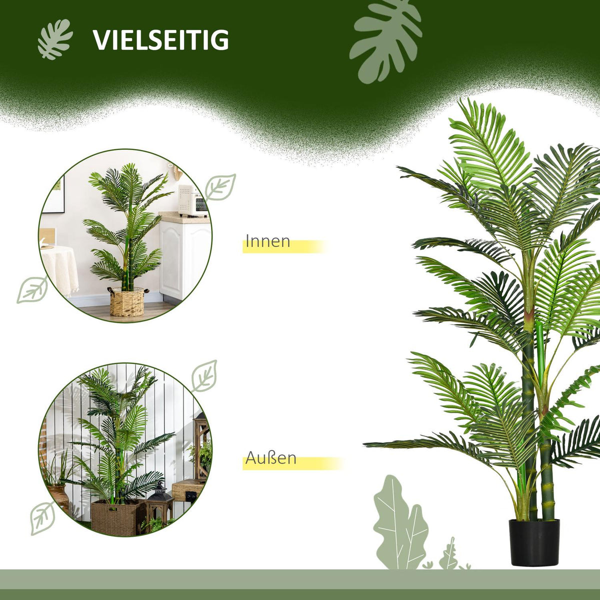 Artificial Palm Tree Artificial Plant Cement Filling 150Cm Indoor Green