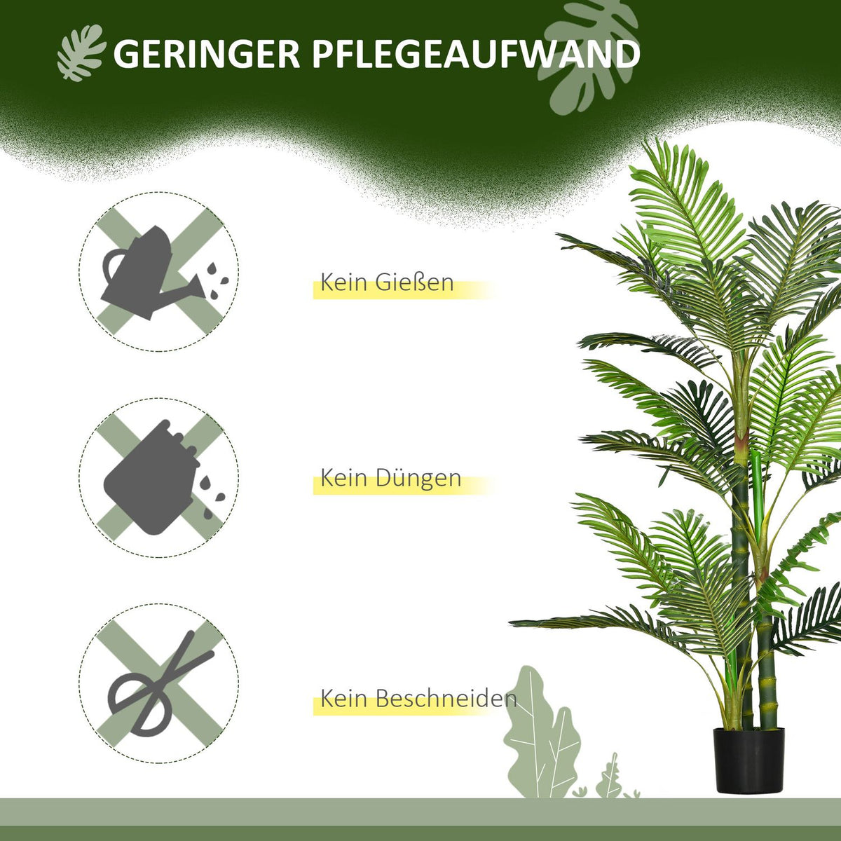 Artificial Palm Tree Artificial Plant Cement Filling 150Cm Indoor Green
